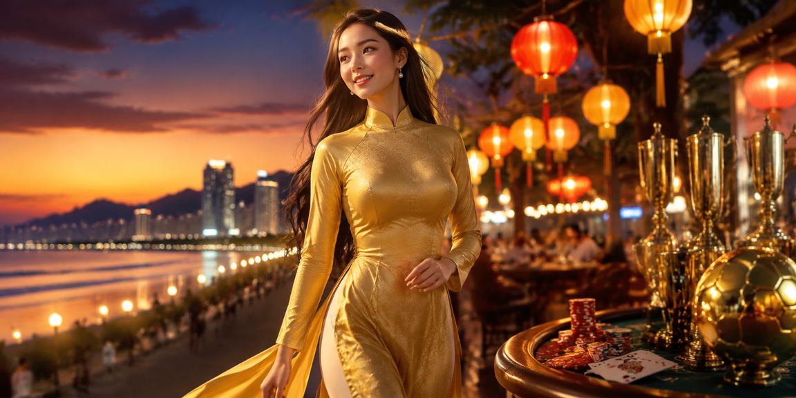 Người phụ nữ mặc áo dài tại Đà Nẵng ngồi chơi bài trực tuyến trên thiết bị di động